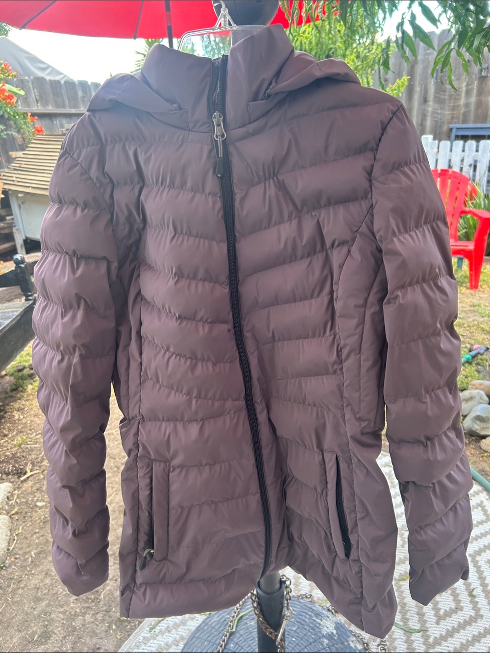 32 Degrees Hooded Quilted Puffer Jacket - Dusty Mauve